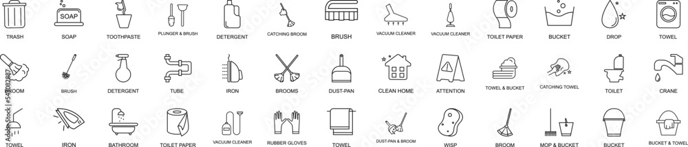 Fototapeta premium Web cleaning icons collection vector illustration design