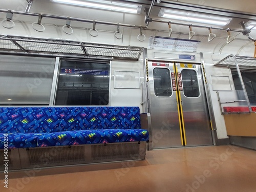Jakarta, Indonesia in October 2022. Situation of an empty commuterline train without any passengers.