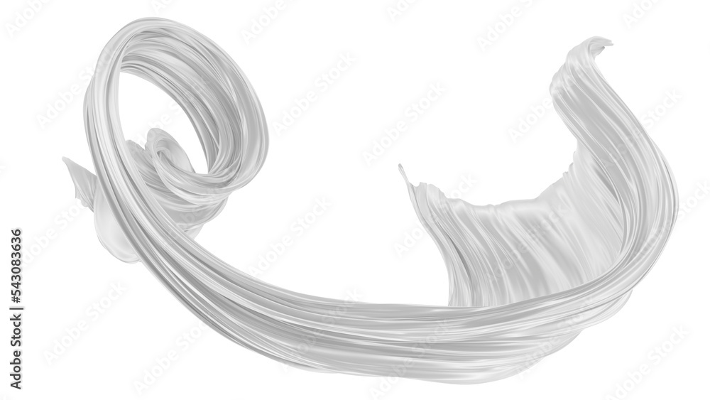 Beautiful flowing fabric of white wavy silk or satin. 3d rendering image. Beautiful flowing fabric of white wavy silk or satin. 3d rendering image.