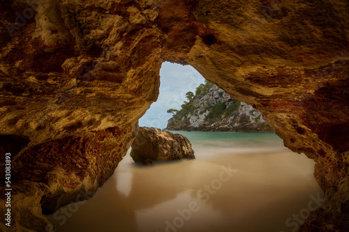 Views from a beach inside a cave
