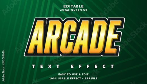 arcade editable text effect with modern and simple style, usable for logo or campaign title