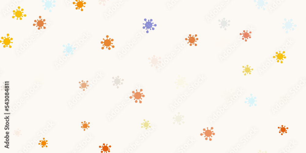 Light blue, yellow vector background with covid-19 symbols. Light blue, yellow vector background with covid-19 symbols.