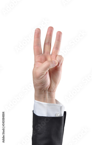 Man's hand finger counting gesture. isolated