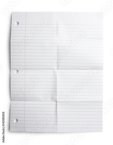 Obraz na płótnie folded paper sheet notebook isolated