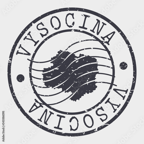 Vysočina, Czech Map Stamp Retro Postmark. Silhouette Postal Passport. Seal Round Vector Icon. Badge Vintage Postage Design.