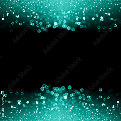 Dark teal turquoise black glitter sparkle background birthday Christmas celebration aqua abstract border © Stephanie Zieber