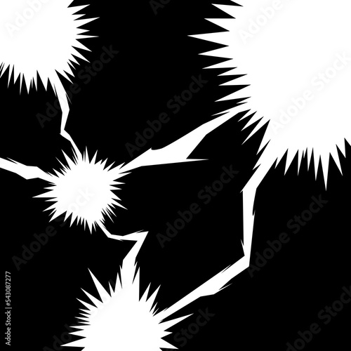 マンガで衝撃シーンやショックを受けた時の雷に打たれた電撃背景（正方形）