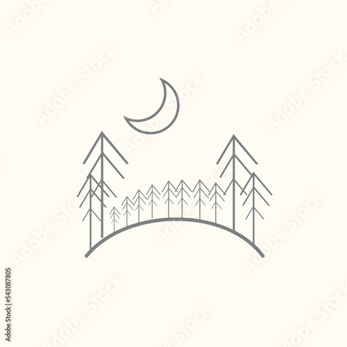 Line Art Pine Tree vector Simple Design Logo Emblem