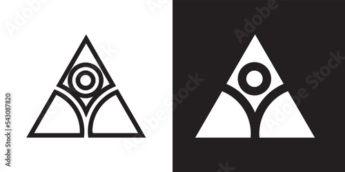 Simple Triangle Logo Black and white color Vector