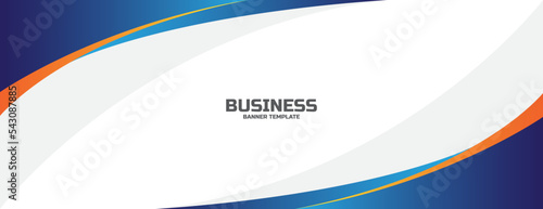 business banner background with blue and orange wavy shapes. vector illustration