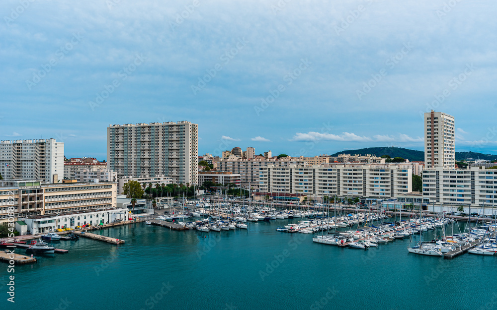 Port of Toulon in cloudy day, France, Europe