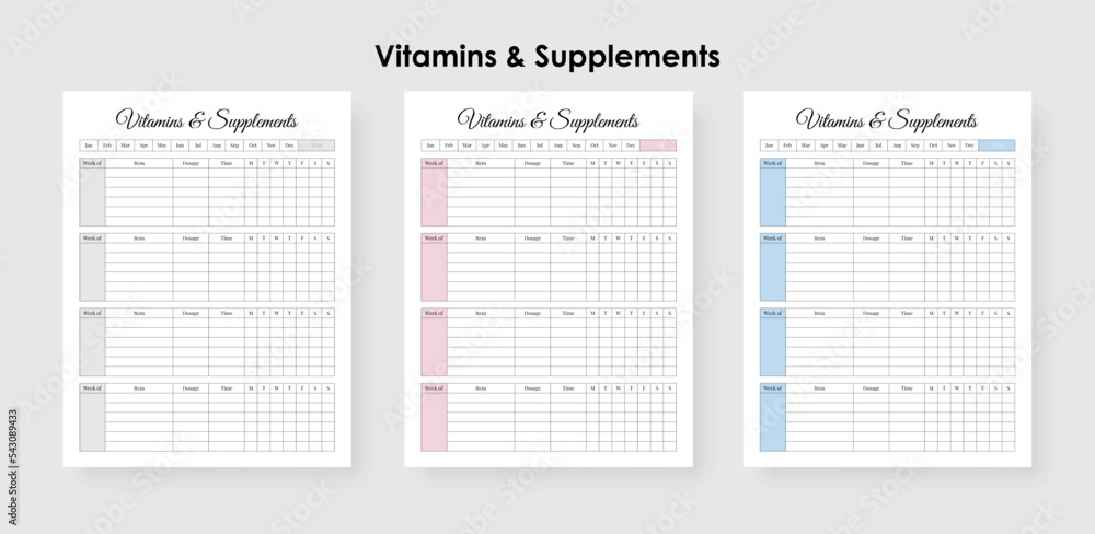 Vitamin and Supplement Tracking Log, Daily Health and Nutrition Reading Tracker Logbook Vitamin and Supplement Tracking Log, Daily Health and Nutrition Reading Tracker Logbook