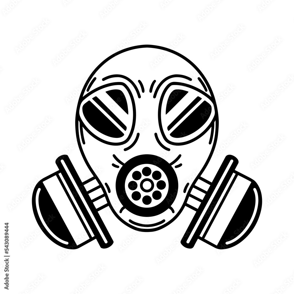 Gas mask vector icon. Respirator for protection against nuclear ...