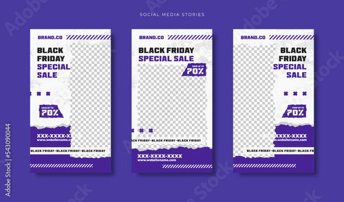 Black friday special sale social media stories template. Trendy social media stories. Black Friday poster template