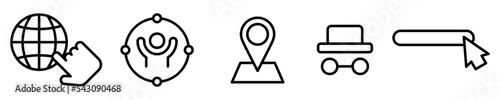 Conjunto de iconos de navegación y conectividad. Conexión global, conectar personas, ubicación, navegación privada, buscador. Ilustración vectorial