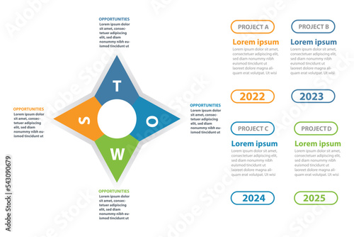 Vector infographic design template with timeline project for business and planning work