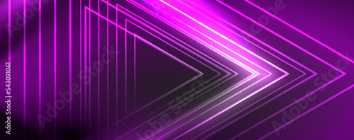 Neon glowing lines and angles, magic energy space light concept. Vector illustration for wallpaper, banner, background, leaflet, catalog, cover, flyer