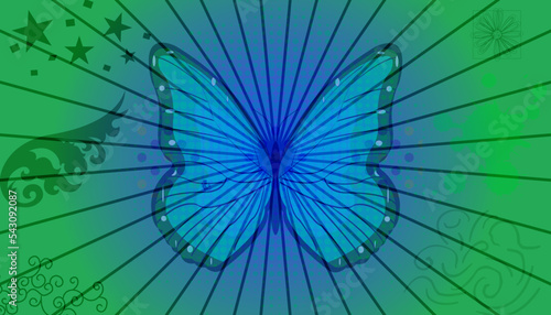 abstract background with rays and butterfly for your creativity