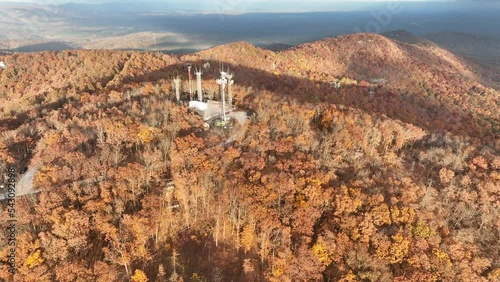 aerial 4K 60 on Georgia Mountains during the a beautiful fall sunset 