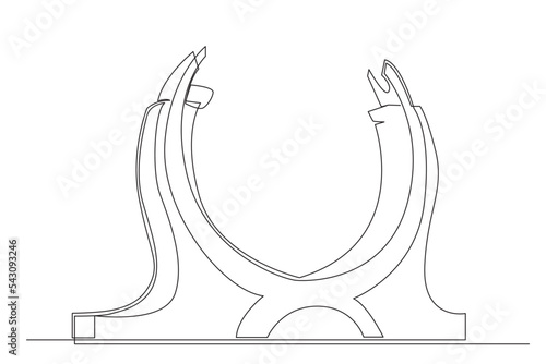 Qatar simple line concept. an illustration one line concept of Qatar country and world cup football.