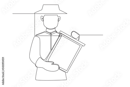 a simple line illustration of honey bee. one line honey bee  