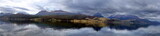 Panorama of mountains along the Beagle Channel, outside of Ushuaia, Argentina
