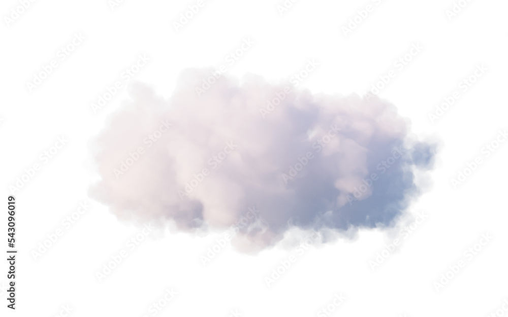 Cloud on the white background, 3d rendering. - obrazy, fototapety, plakaty 