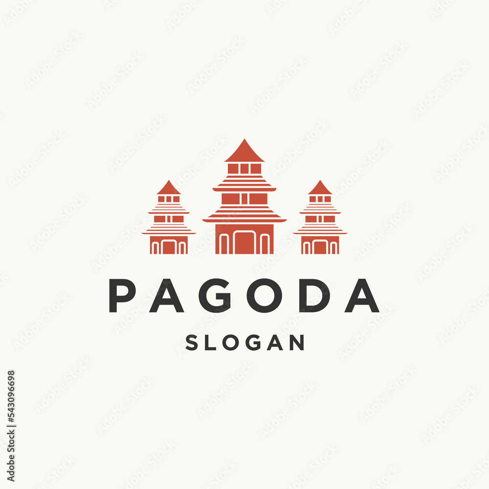Pagoda logo icon design template 