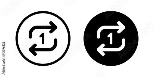 Music repeat icon vector isolated on circle background