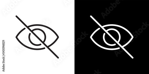 Sensitive content icon vector in line style. Crossed out eye sign symbol photo