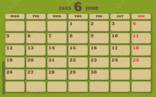 2023年6月カレンダー