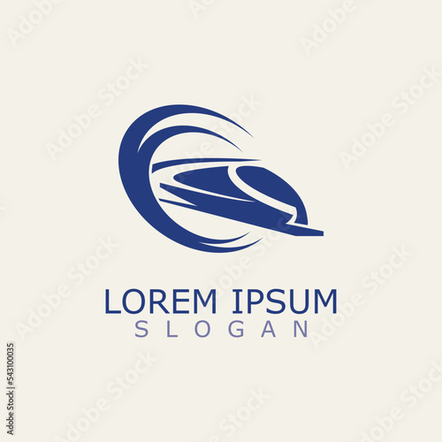 Modern Train logo image design transport railway icon template