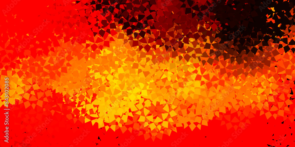Dark orange vector background with triangles.