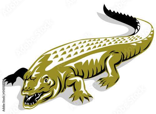 illustration of an alligator crocodile done in retro style on isolated background