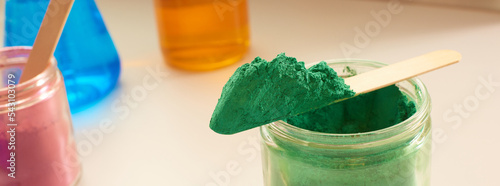 Powders and liquids in a makeup development lab