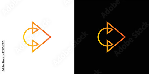 Unique and modern design of the initial letter C play logo