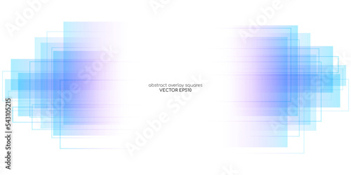 Abstract geometric rectangle and lines transparent overlay by colorful purple blue gradient isolated on white background. Vector backdrop, banner in concept modern, technology, digital, science.
