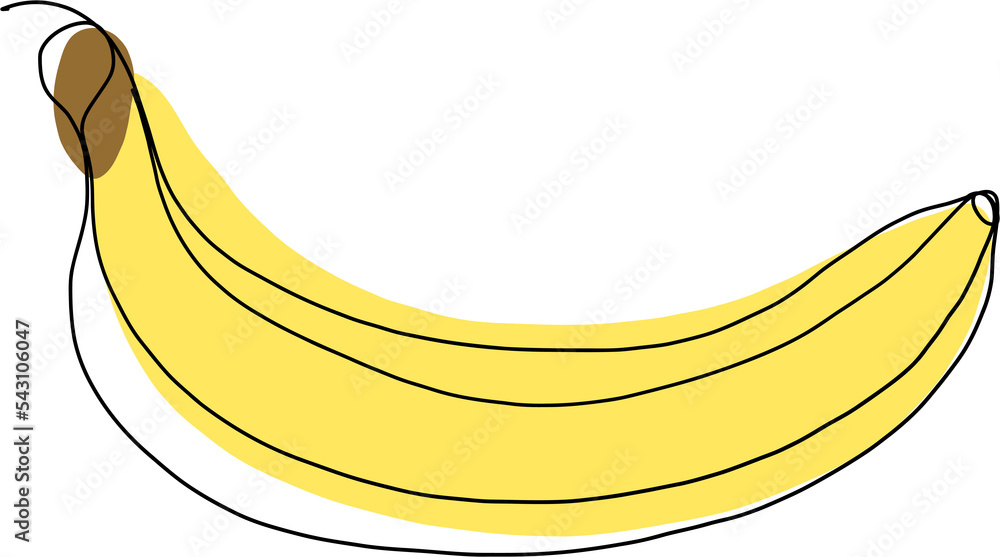 simplicity banana fruit freehand continuous line drawing