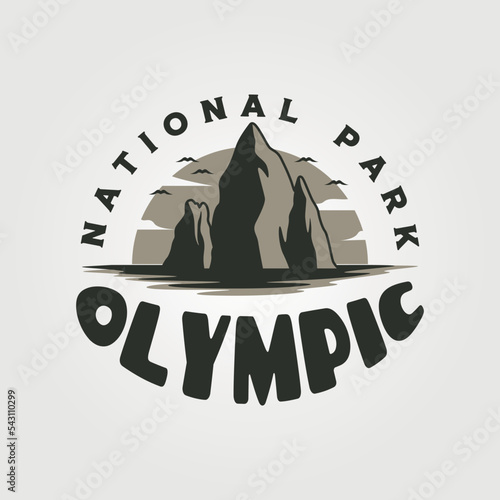 olympic national park travel vintage logo vector illustration design