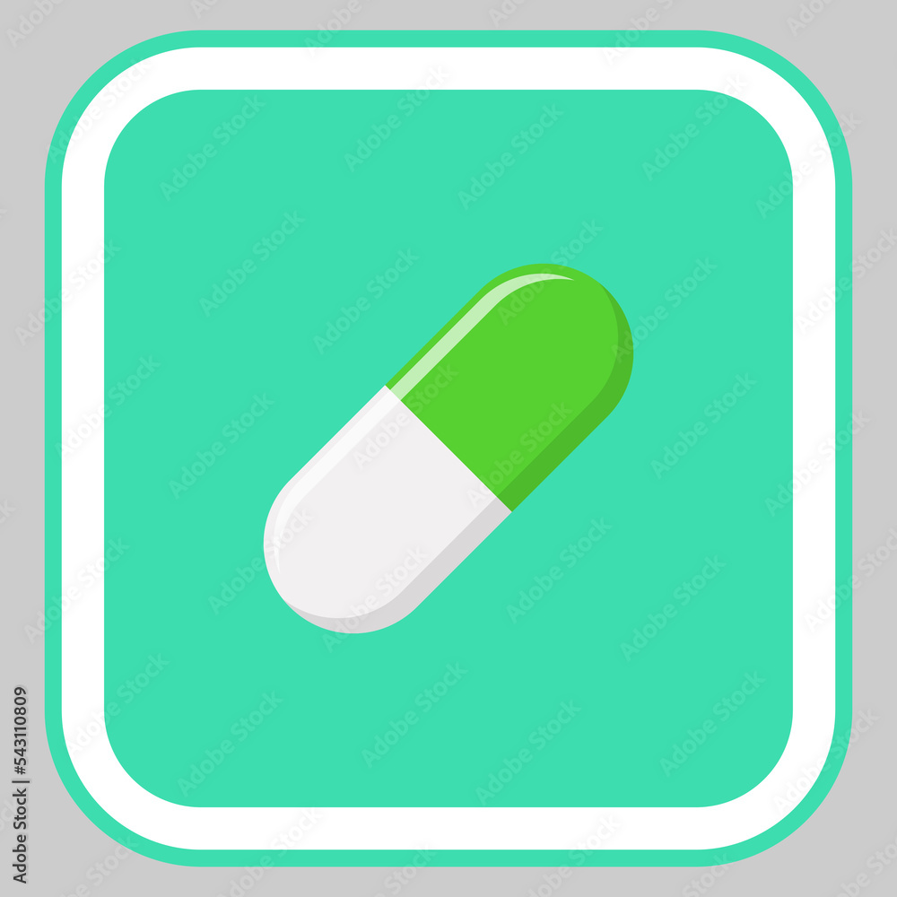 Green Pill Capsule, Medicine, vector mark symbols green style. Isolated icon. Green Pill Capsule, Medicine, vector mark symbols green style. Isolated icon.