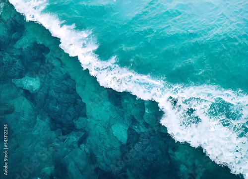 Tela blue ocean wave hit the shore