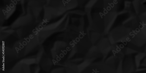 Black and white paper crumpled and fabric texture. dark black grunge textured crumpled black paper background. panorama black paper texture background, crumpled pattern 
