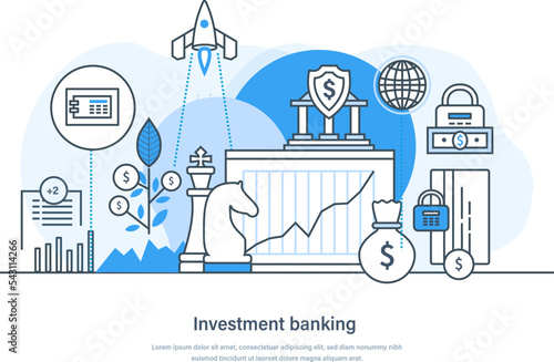 Investment banking financial services in bank institution business concept