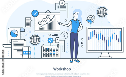 Workshop business process organizing, teaching, instructing and facilitating