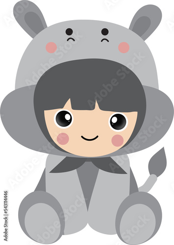 Little Girl in Hippopotamus Costume.
