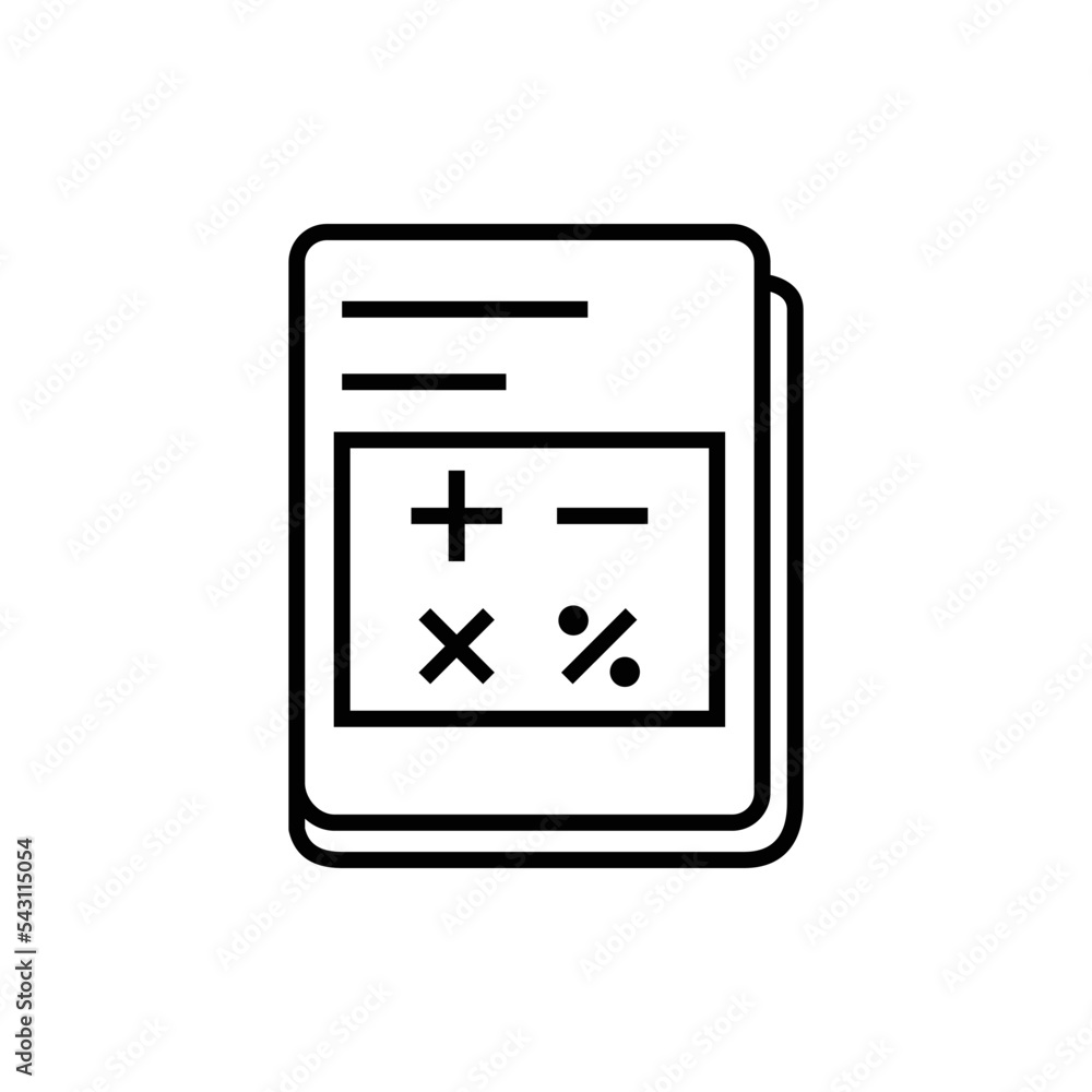 Math book line icon vector graphic illustration Math book line icon vector graphic illustration