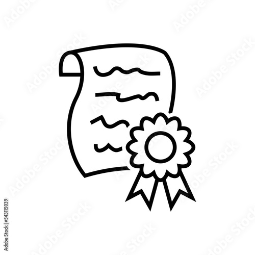 Certificate patent line icon vector graphic illustration