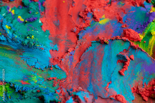 Abstract art with strong colors  red and blue.