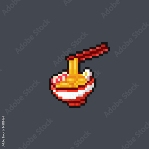 ramen soup food in pixel art style
