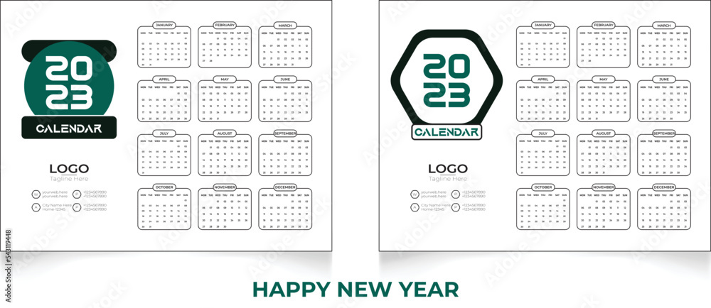 Happy New Year Calendar Design Template.